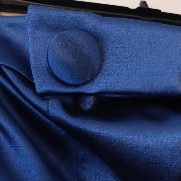 Teeze Me Strapless Mini Dress Front Button Fold Detail Royal Blue Size 9 Junior - Picture 6 of 10